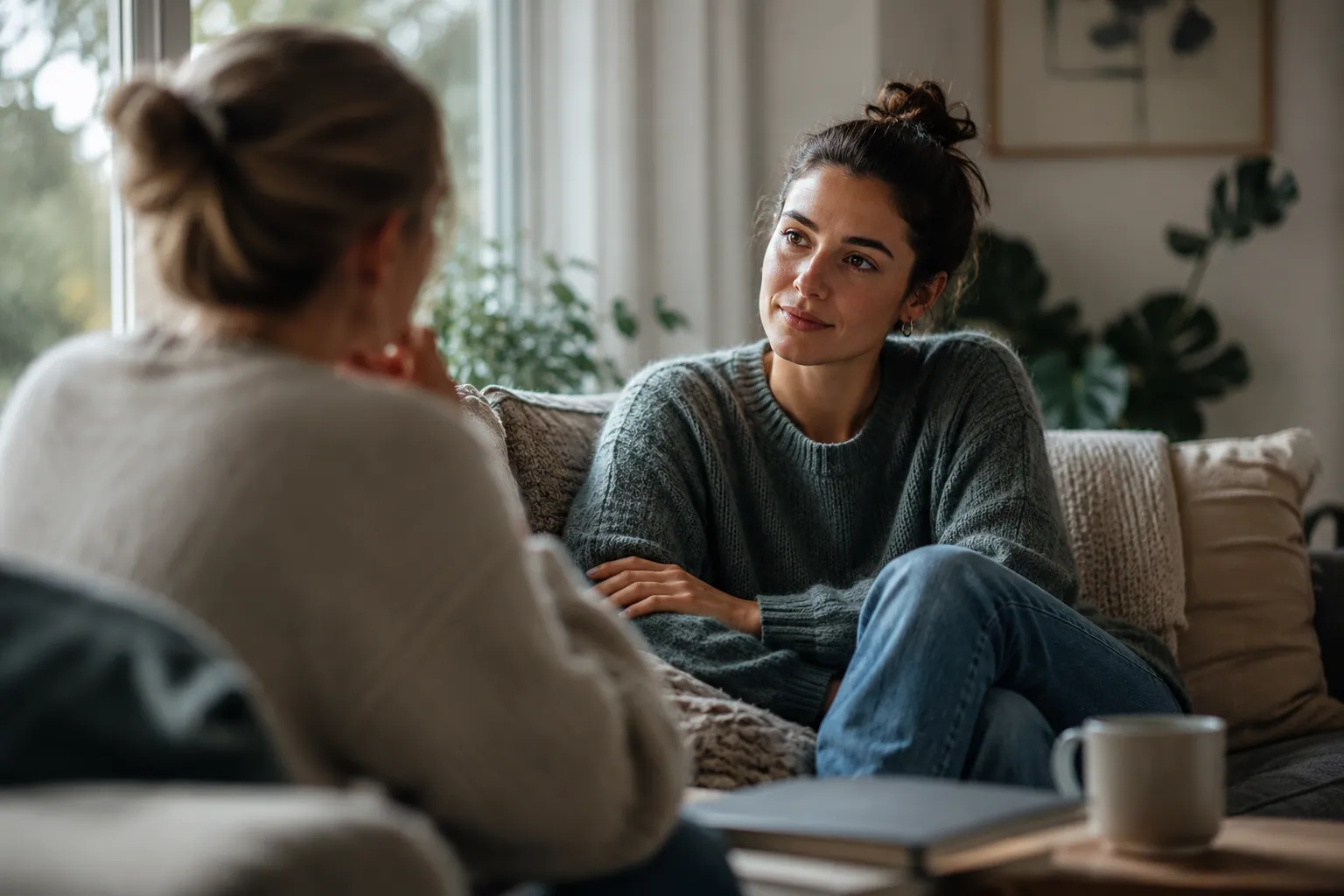 People sharing an open, supportive recovery conversation